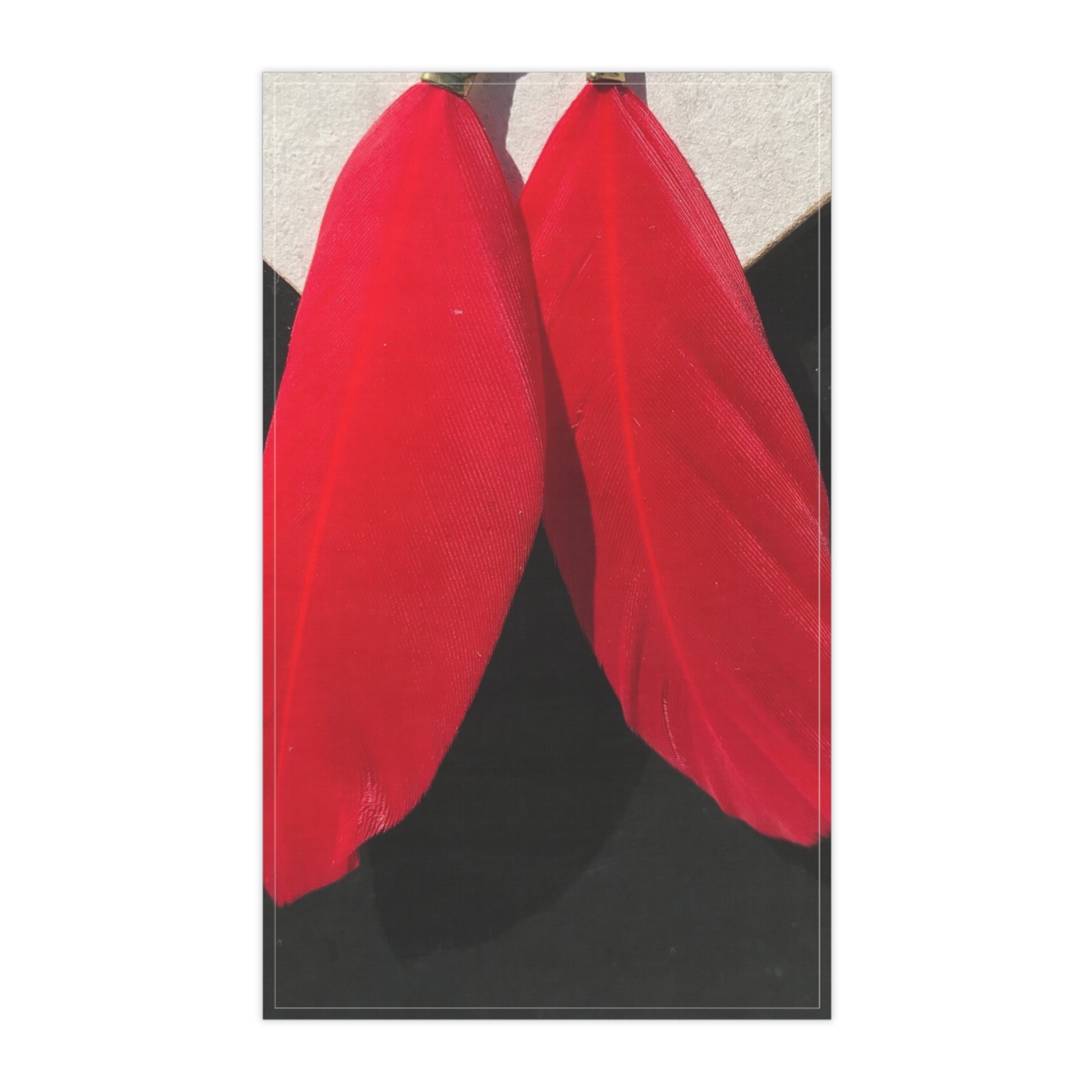 Vibrant Red Feather Tea Towel Set - Cotton/Poly Blend, Perfect for Home Decor and Gifting